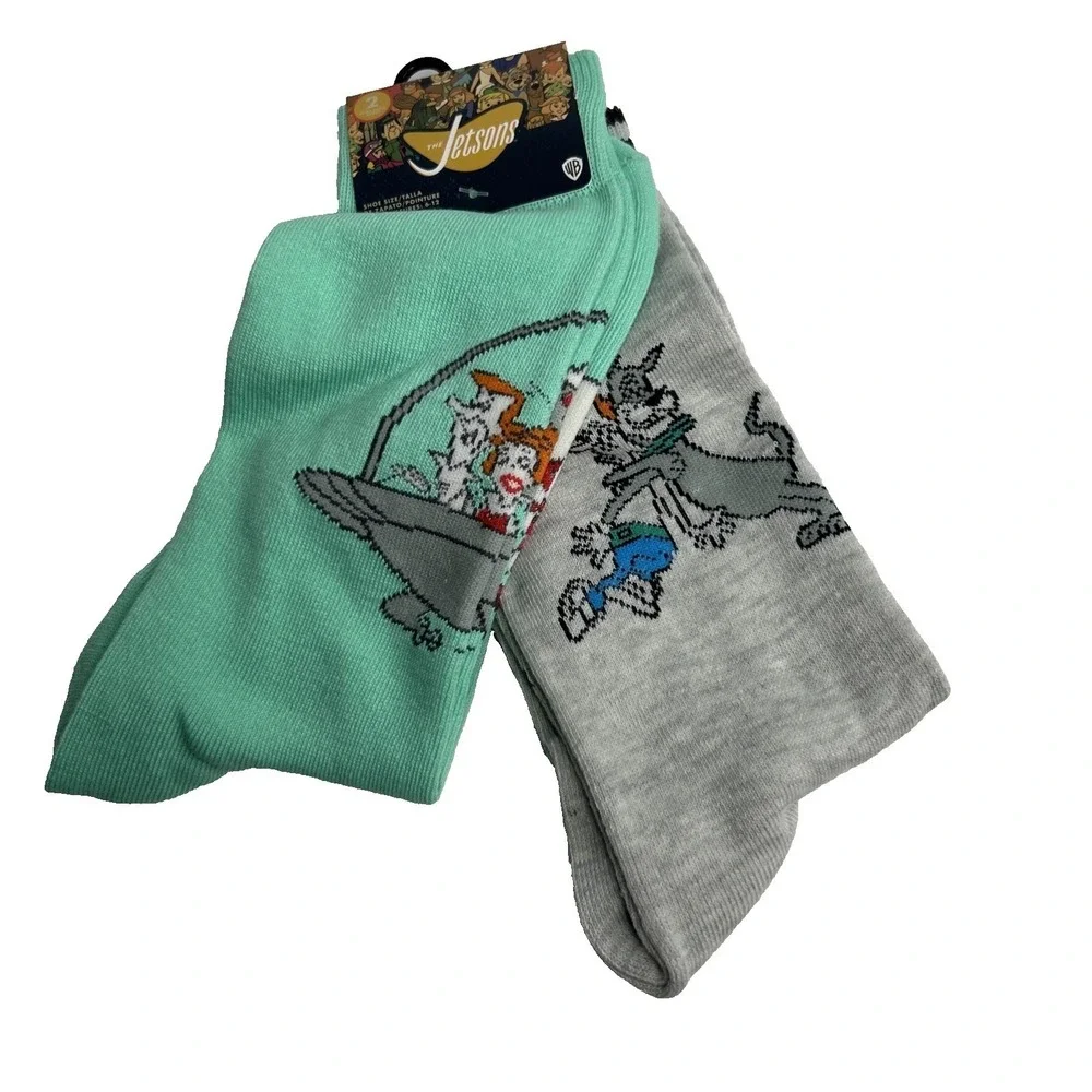 2 Pair The‎ Jetsons Adult Novelty Socks Sz 6-12 Mid Calf Unisex Set Astro George